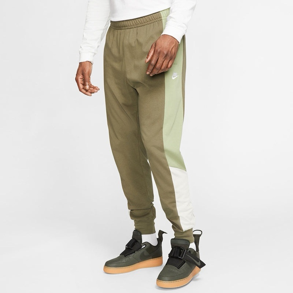Nike Sportswear Swoosh Contrast Color Stitching Knit Sports‎ Joggers Army Green